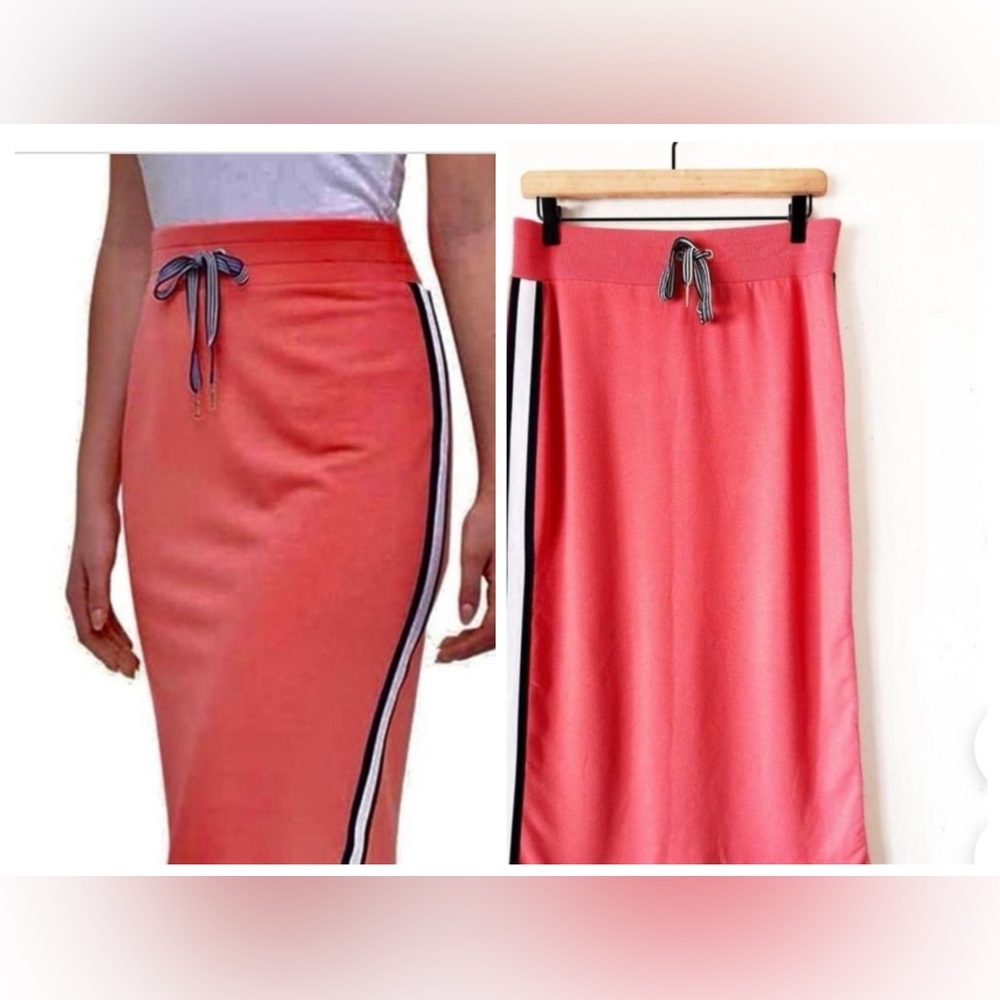NWT Tommy Hilfiger Midi Skirt with side-stripe size Large pink(coraline)